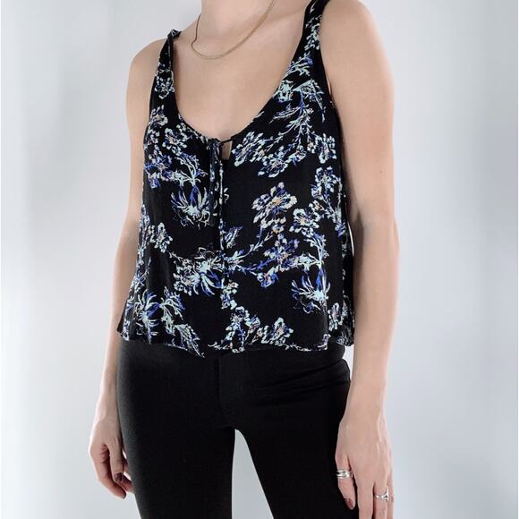 Free People Intimately Free Black The Rose Tie Front Tank Top Size XS - Picture 1 of 3